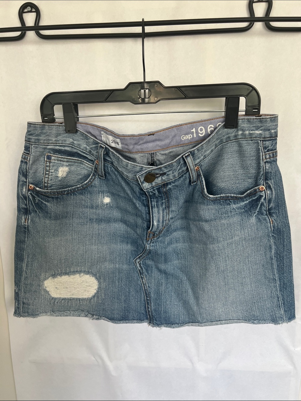 GAP Light Blue Distressed Denim Mini Skirt